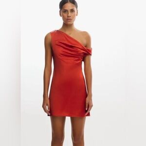Significant Other Becca One-Shoulder Satin Mini Dress Red – Size 8